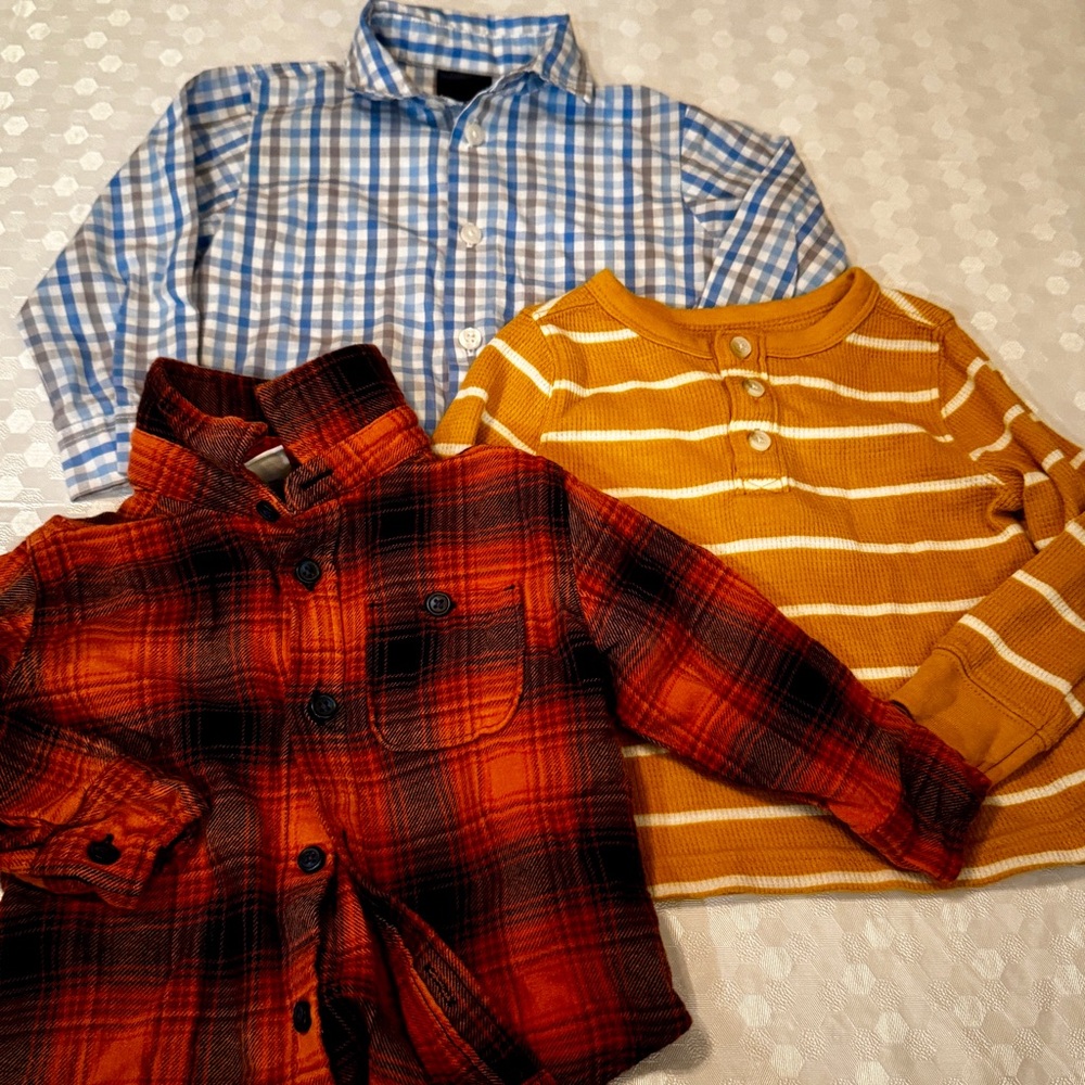 Plaid and Striped Kids Shirt Set